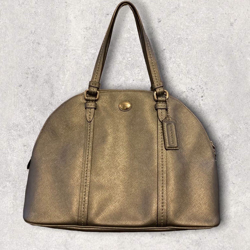 Dark Silver Coach Domed Satchel Bag